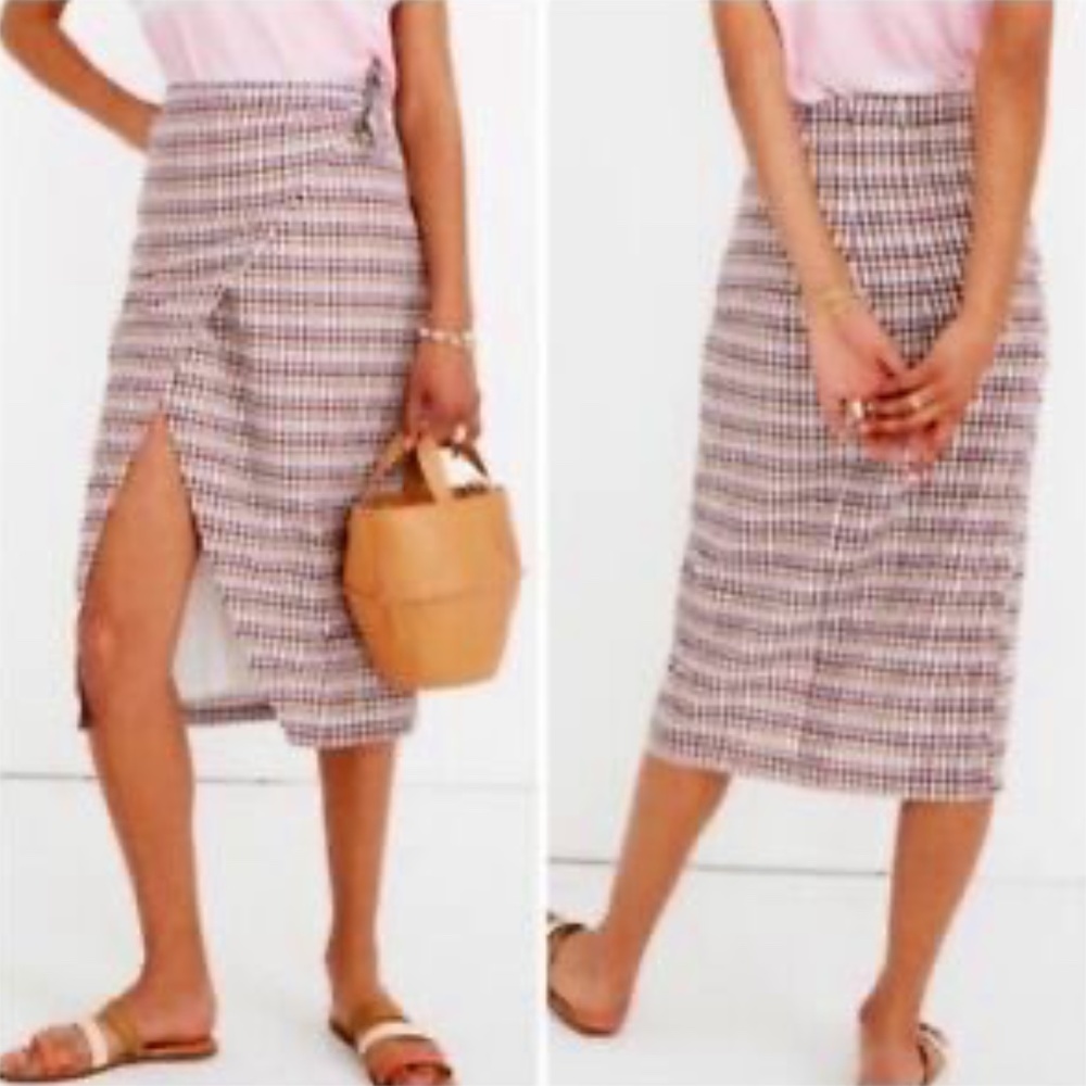Madewell Woman's Size 2 Sarong Midi Wrap Skirt In Rainbow Gingham Lined Zipper